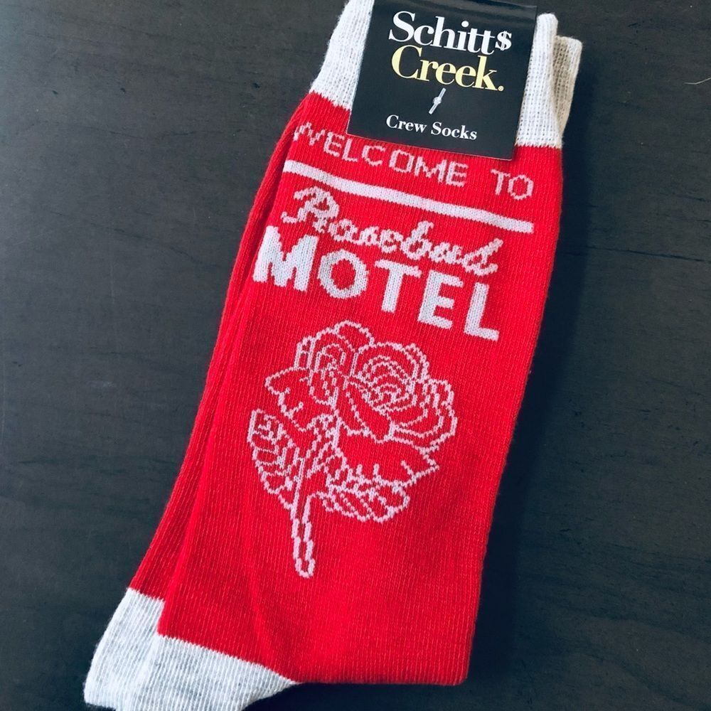 Schitt’s Creek “Rosebud Motel” Red Adult Graphic Fun Socks